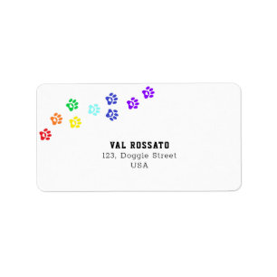 Etiqueta Paw de Perro Arcoiris