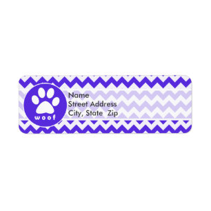 Etiqueta Paw Print on Blue Violet Chevron