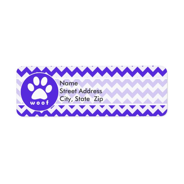 Etiqueta Paw Print on Blue Violet Chevron (Frente)