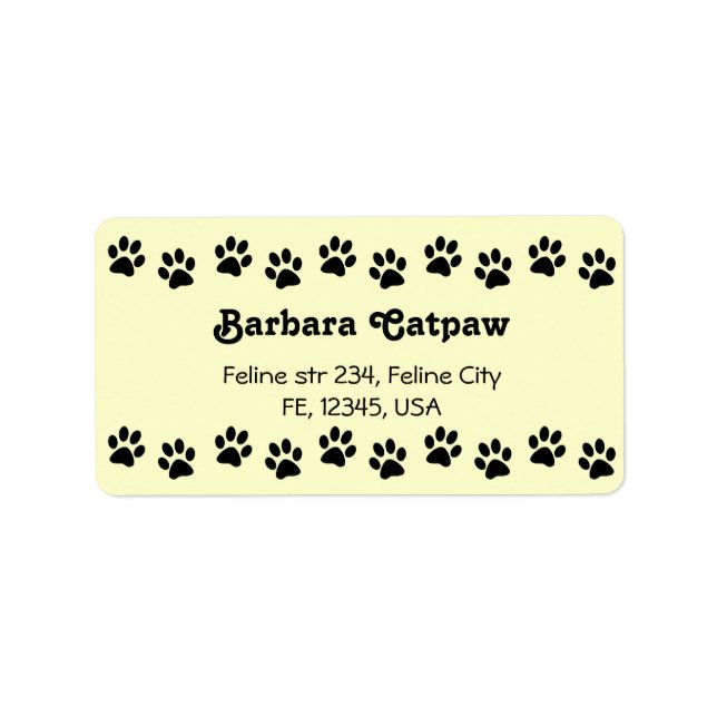 Etiqueta Pawprint personalizado de direcciones permite impr (Frente)