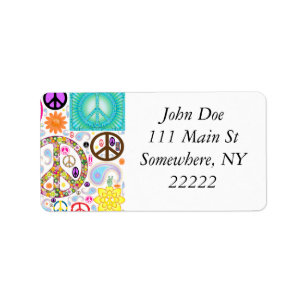 Etiqueta Paz y collage de Paisley