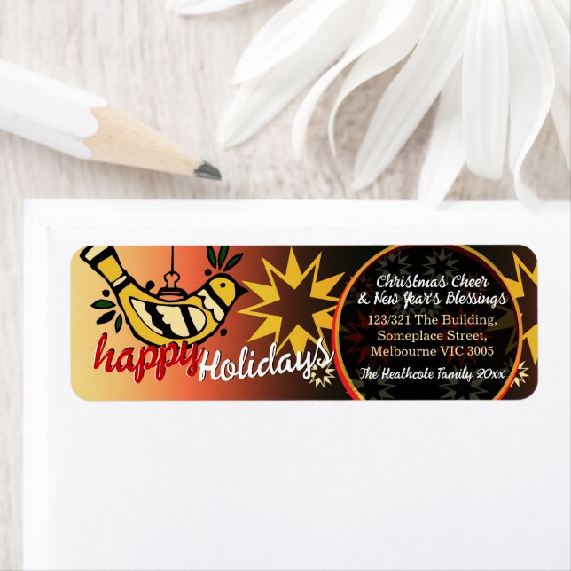 Etiqueta Peace Holidays Stars Greetings (In situ)