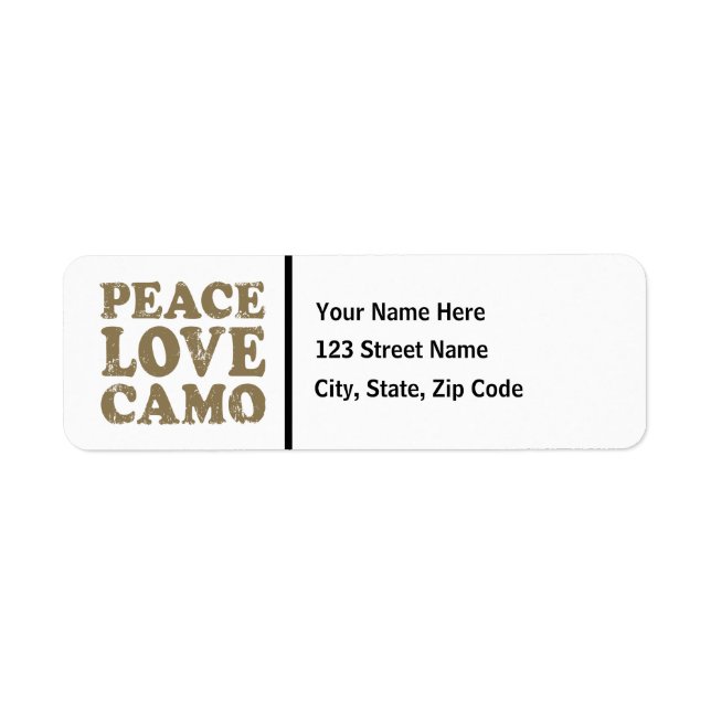 Etiqueta Peace Love Camo (Frente)