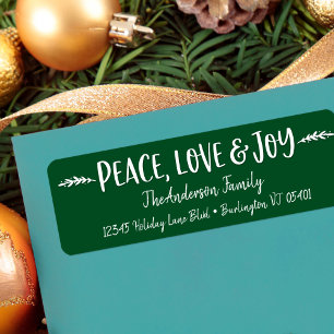 Etiqueta Peace Love Joy Moderno Typography Nombre personali