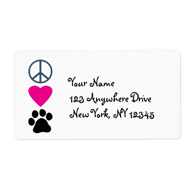 Etiqueta Peace Love Paws (Frente)