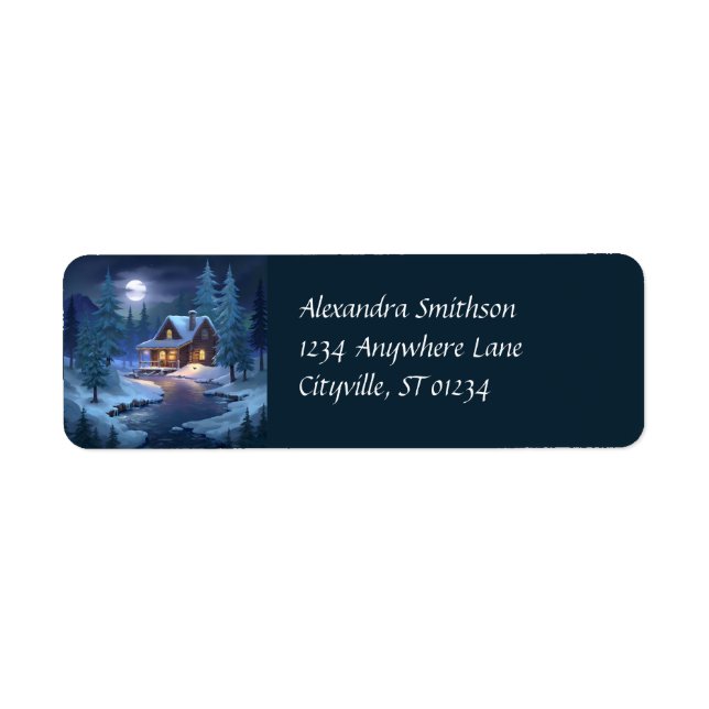 Etiqueta Peaceful Cabin in Winter Forest (Frente)