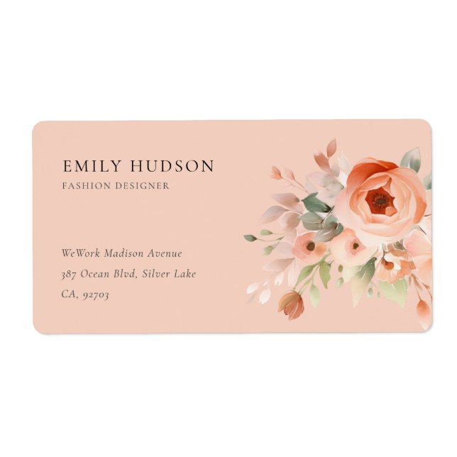 Etiqueta Peach Boho Floral (Frente)