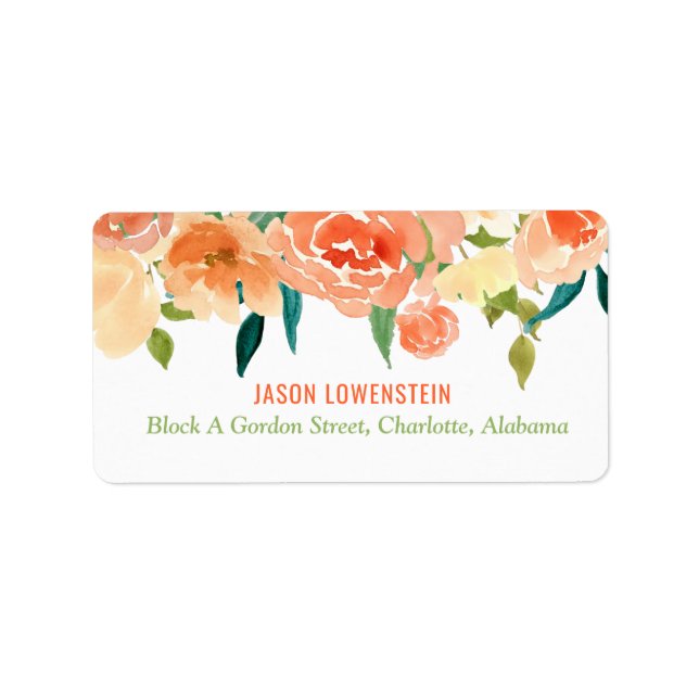 Etiqueta Peach Florals | BODA (Frente)