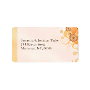 Etiqueta Peach Hibiscus Floral Classy Boda