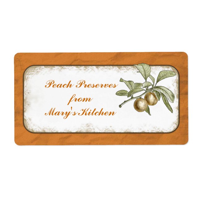 Etiqueta Peach Preserve Alimentos Almacenamiento Personaliz (Frente)