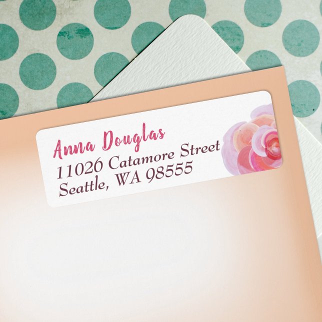 Etiqueta Peach, Rosas Jardín Botánico Rosa Springtime (peach coral orange pink rose flower return address labels graduation party invitations botanical)