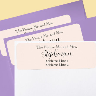 Etiqueta Peach Save The Date Nombre Personalizado Dirección