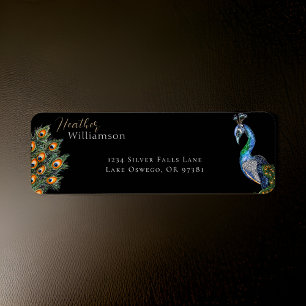 Etiqueta Peacock acuarela elegante