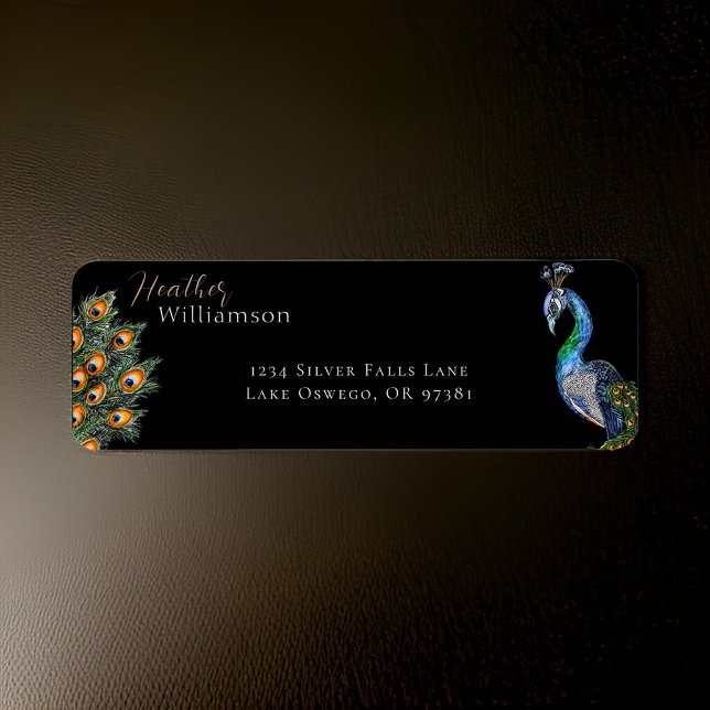 Etiqueta Peacock acuarela elegante (Subido por el creador)
