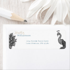 Etiqueta Peacock acuarela elegante