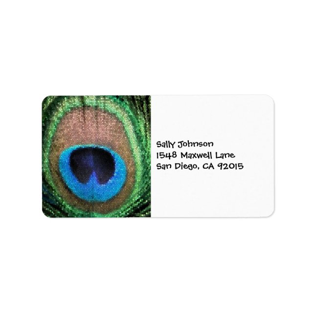 Etiqueta Peacock con efecto de vidrio manchado. (Frente)