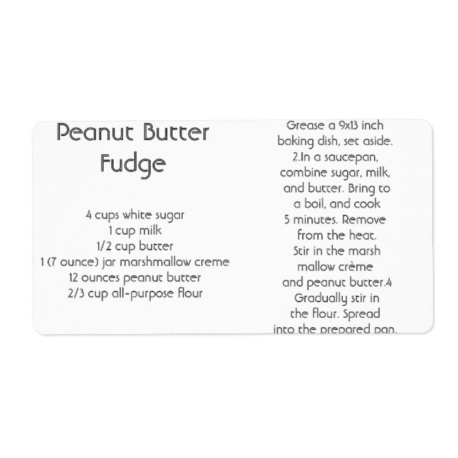 Etiqueta Peanut Butter Fudge (Frente)