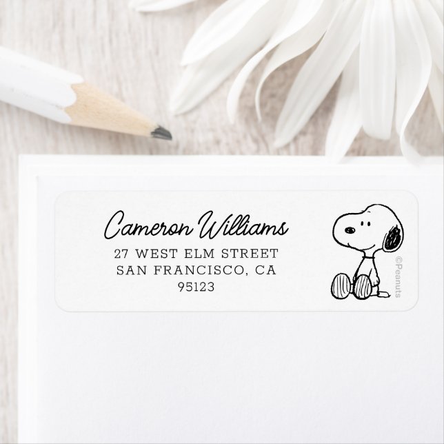 Etiqueta PEANUTS | Snoopy on Black White Comics (In situ)