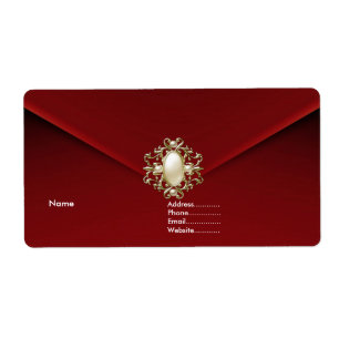 Etiqueta Pearl Jewel de terciopelo rojo profundo