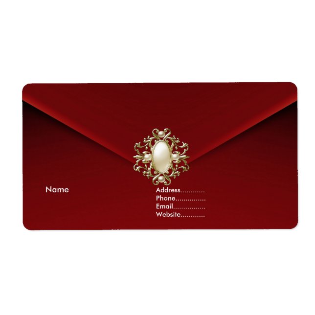 Etiqueta Pearl Jewel de terciopelo rojo profundo (Frente)