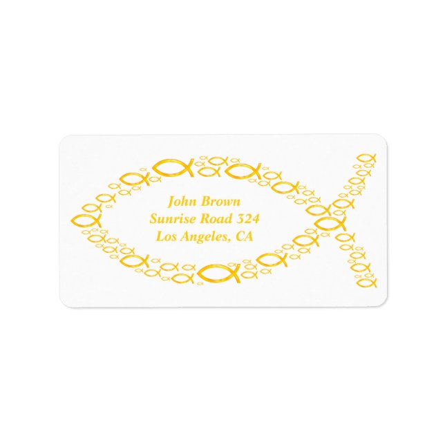 Etiqueta Peces cristianos dorados (Frente)