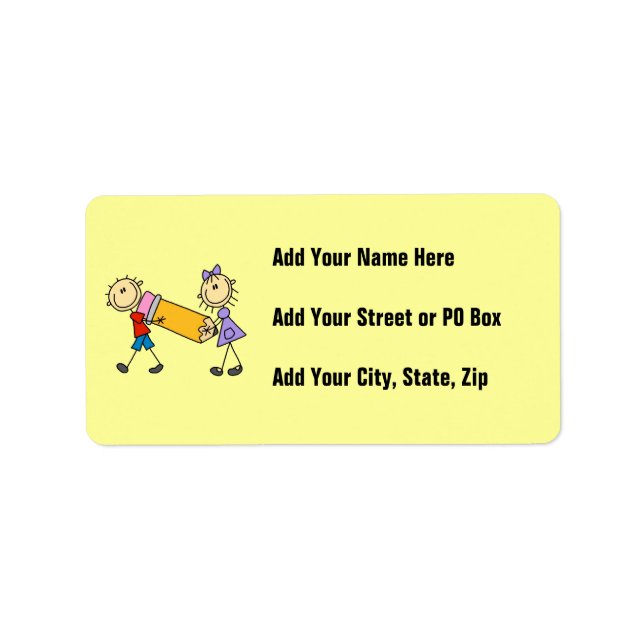 Etiqueta Pegar niños con lápiz (Frente)