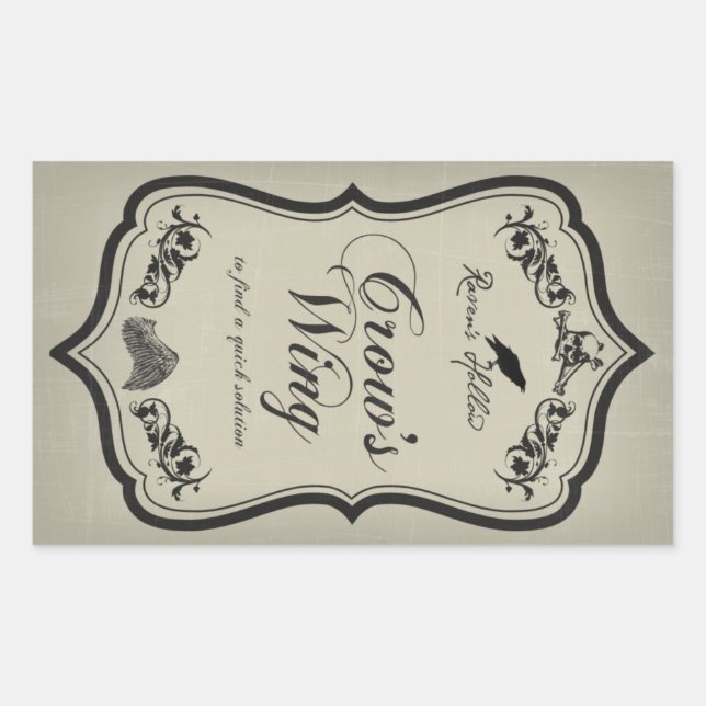 Etiqueta Pegatina de Jar de Crow's Wing Halloween (Anverso)