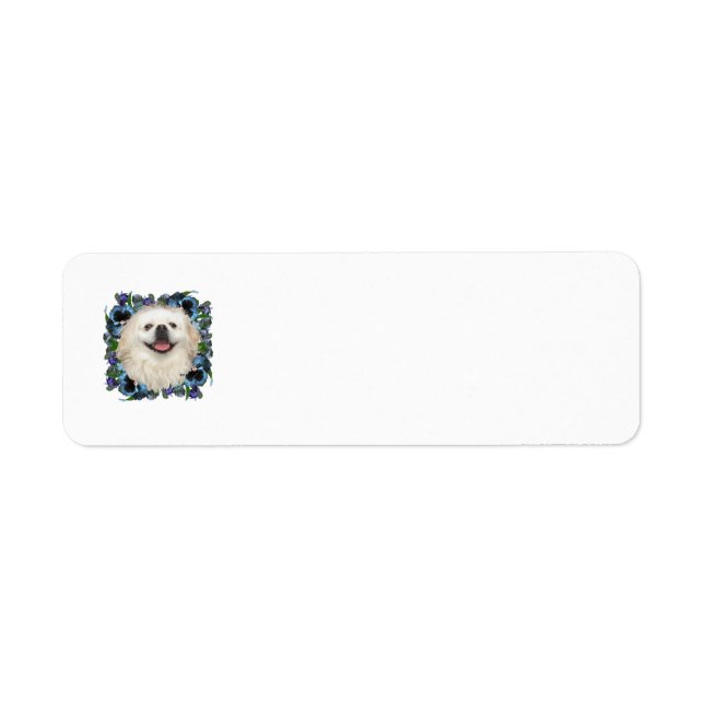Etiqueta Pekinés blanco con pensamientos (Frente)