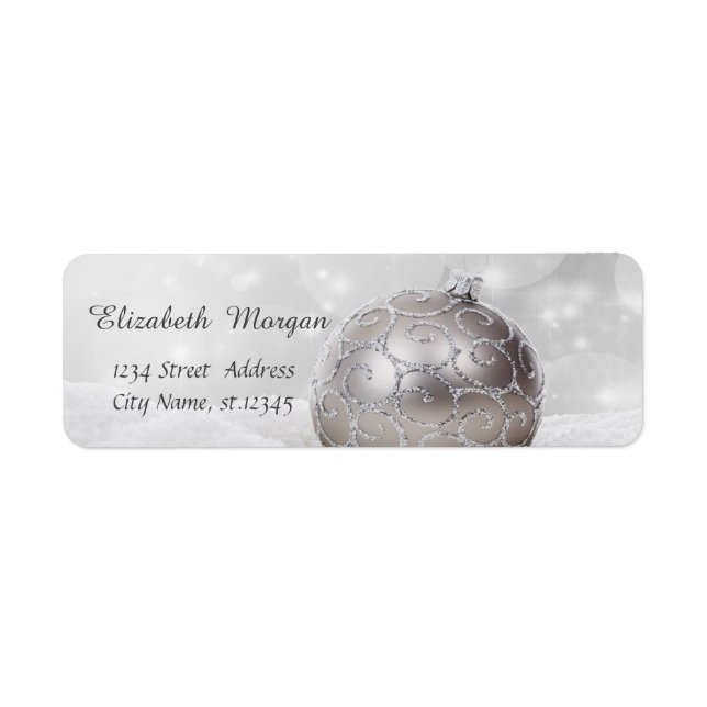 Etiqueta Pelota blanca elegante, Nieve (Frente)