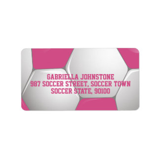 Etiqueta Pelota de fútbol de personalizable rosa y blanca