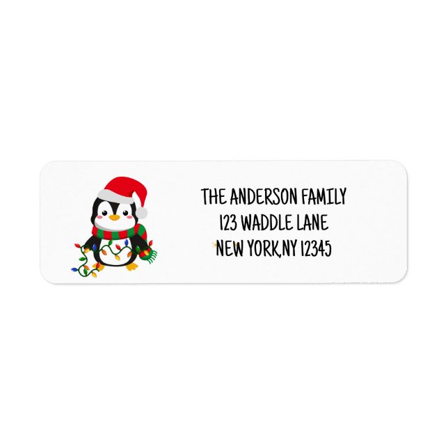 Etiqueta Penguin, Navidades merry y brillantes (Frente)