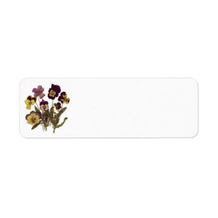Etiqueta Pensamientos Vintage en Flor, Flores de Jardín Flo