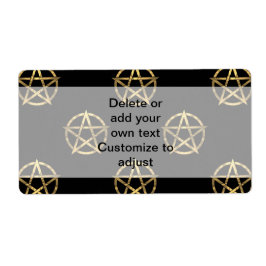 Etiqueta Pentagrama negro y dorado