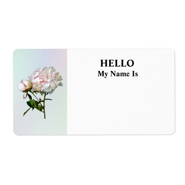 Etiqueta Peonía rosa pálido y capullo (Frente)