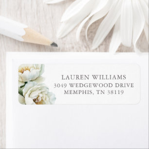 Etiqueta Peonías Florales Blancas Personalizadas