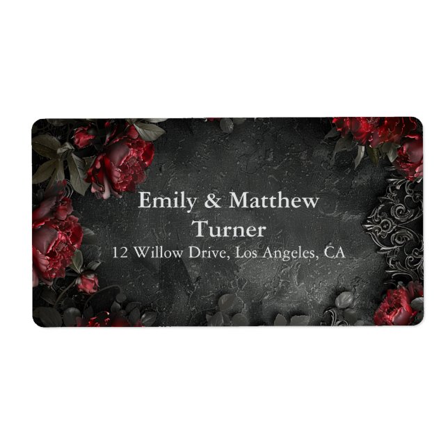 Etiqueta Peonías góticas barrocas (Frente)