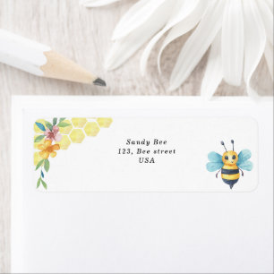 Etiqueta Pequeña abeja acuarela y panecillos