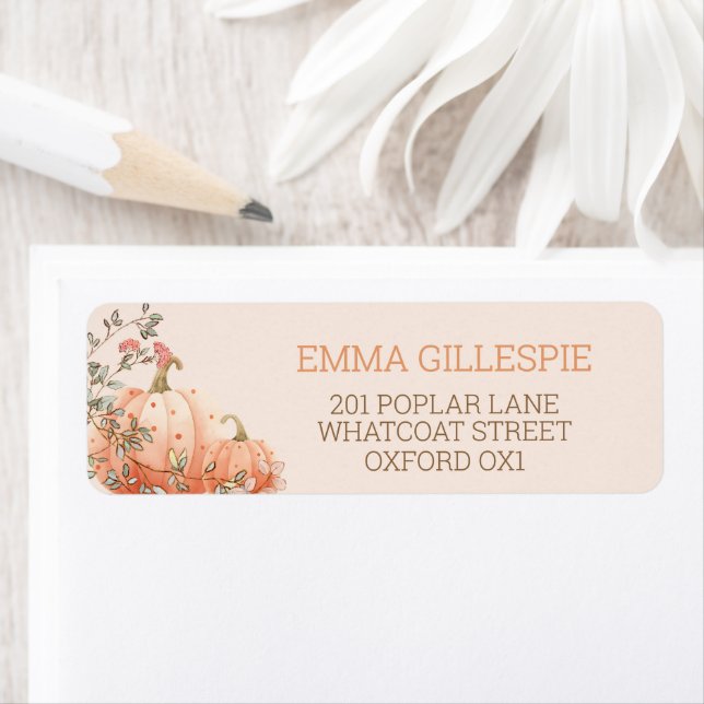 Etiqueta Pequeña Calabaza Cae Dirección de Baby Shower del  (In situ)
