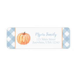 Etiqueta Pequeña Calabaza primer cumpleaños zopenco azul