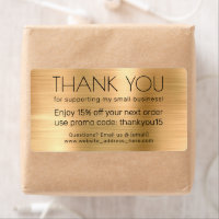 Pequeña Empresa Gracias Mensaje Faux Gold