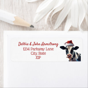 Etiqueta Pequeña empresa Holstein Santa Cow Dairy