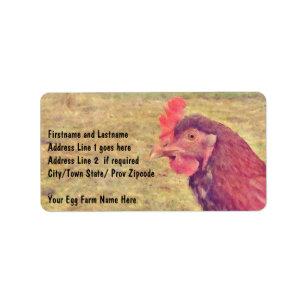 Etiqueta Pequeña gallina roja pintada