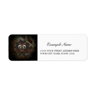 Etiqueta Pequeño búho lindo del steampunk