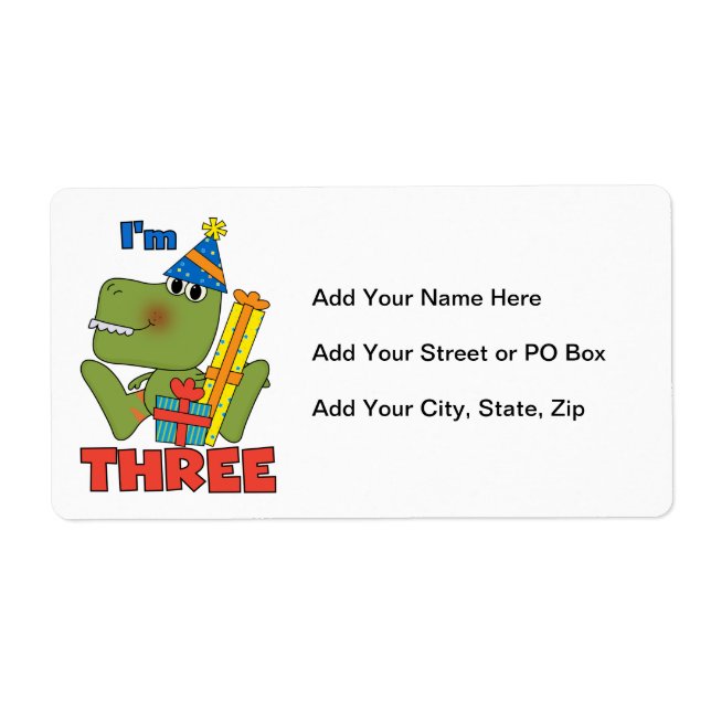 Etiqueta Pequeño Dino 3 camisetas de cumpleaños y regalos (Frente)