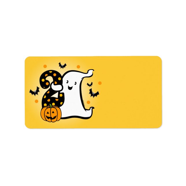 Etiqueta Pequeño fantasma, segundo cumpleaños (Frente)