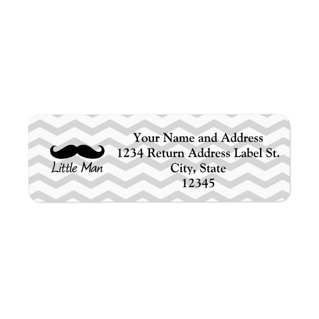 Etiqueta Pequeño Hombre Mustache Chevron Cute Boys (Frente)