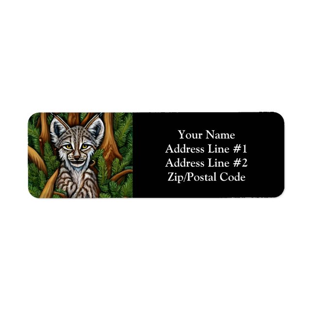 Etiqueta Pequeño Lynx Kitten Adorable (Frente)