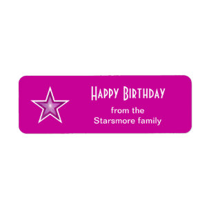 Etiqueta Pequeño rosa de la estrella del "feliz cumpleaño