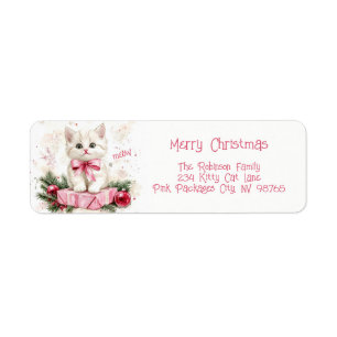 Etiqueta Pequeños Navidades rosados de gatito