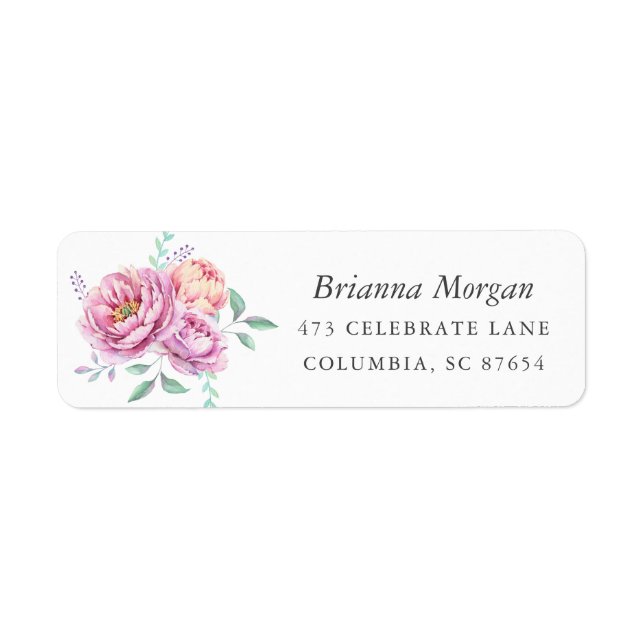 Etiqueta Perfección peónica | Floral acuarela (Frente)